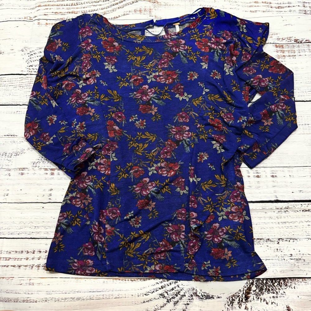 Floral Blue Top by free people size extra small